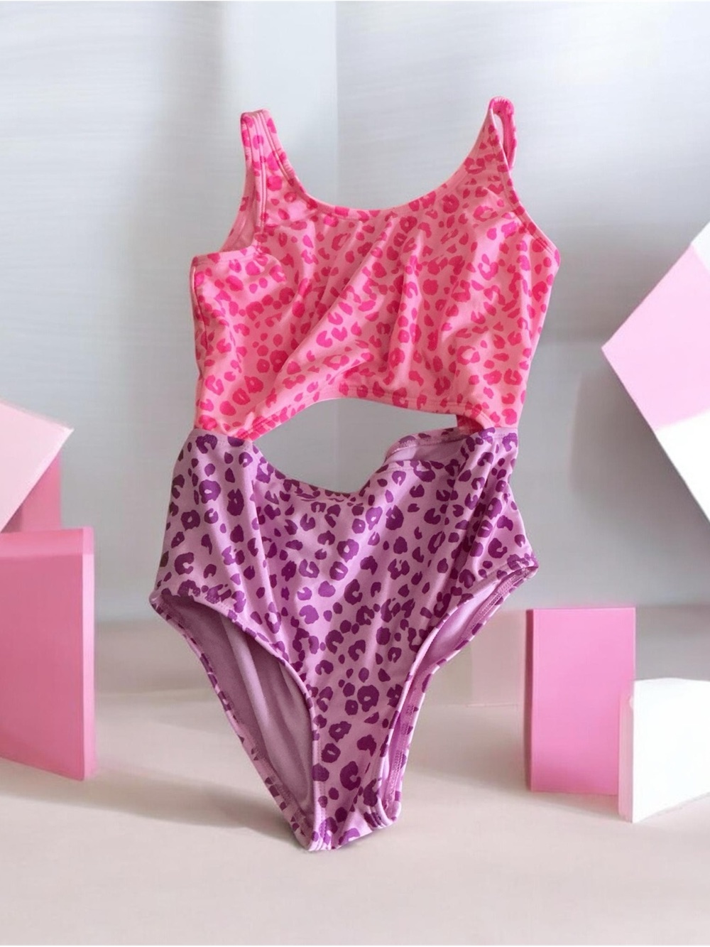 Buy 1 get 1 50% off Cat & Jack Pink and Purple Leopard One-Piece Swimsuit